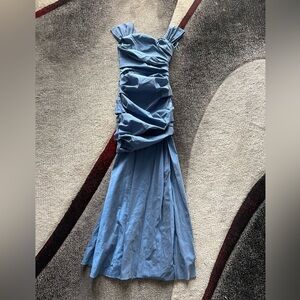 Theia Ruched Formal Evening Maxi Dress